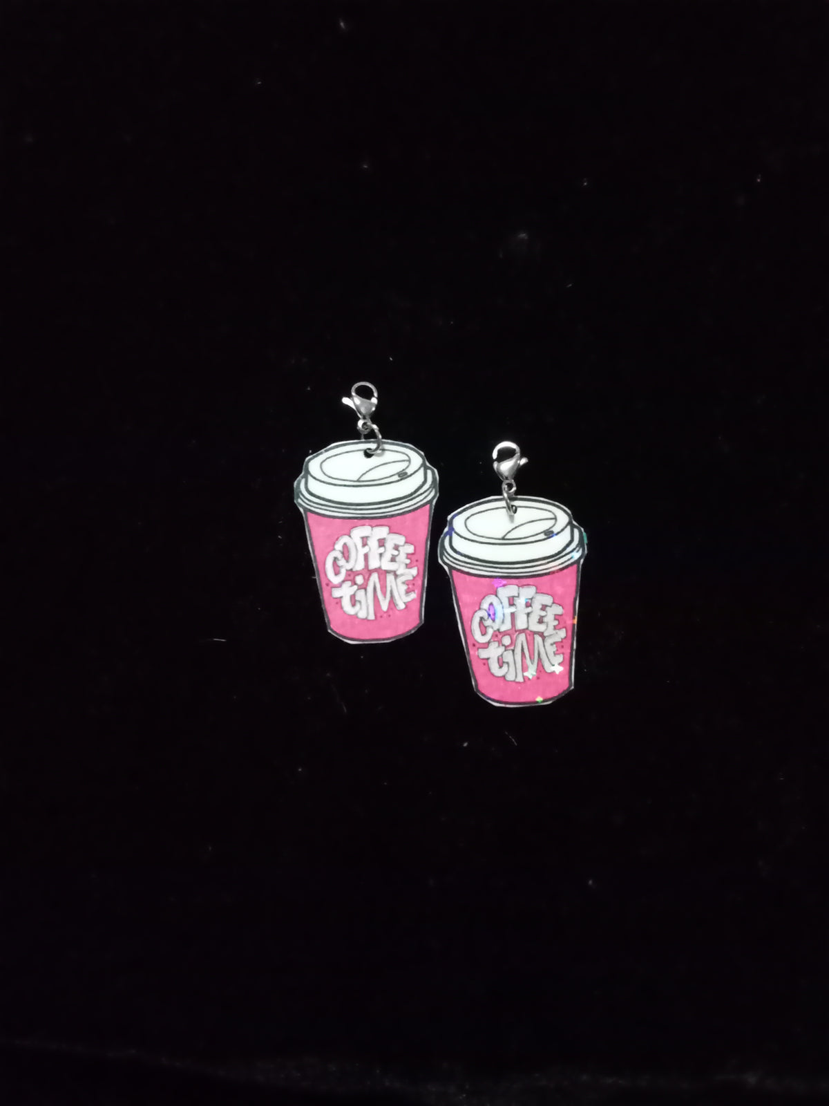 Large Pink Coffee Time Interchangeable Earrings