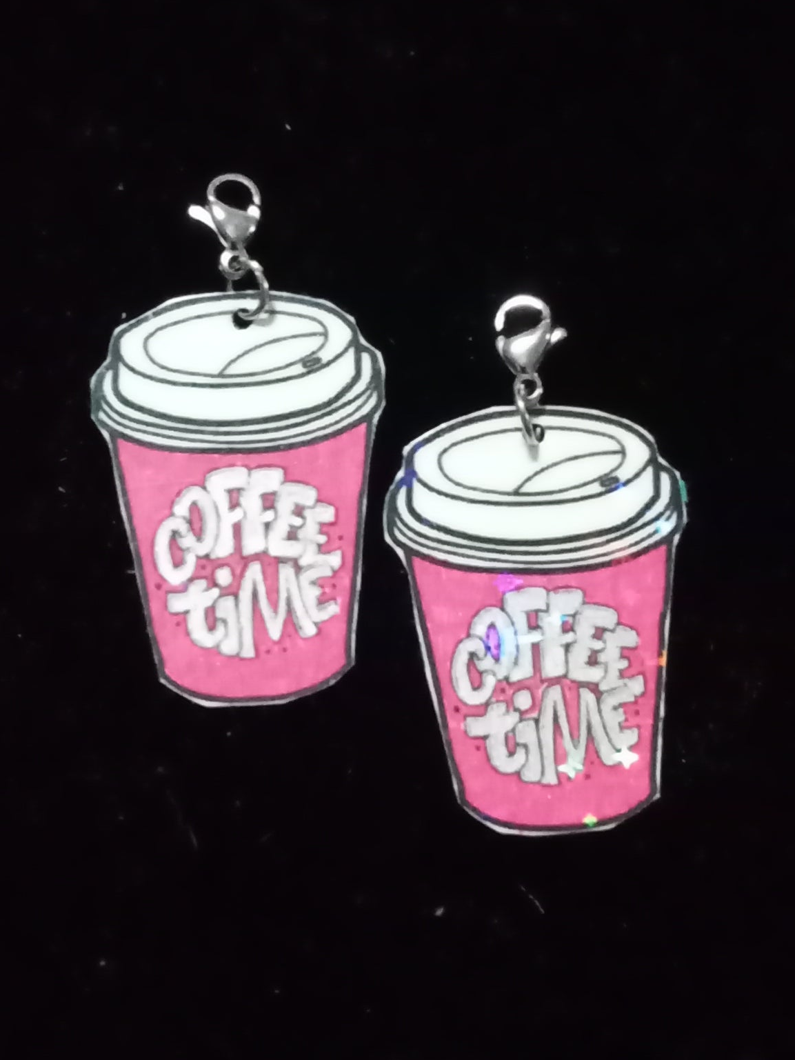 Large Pink Coffee Time Interchangeable Earrings