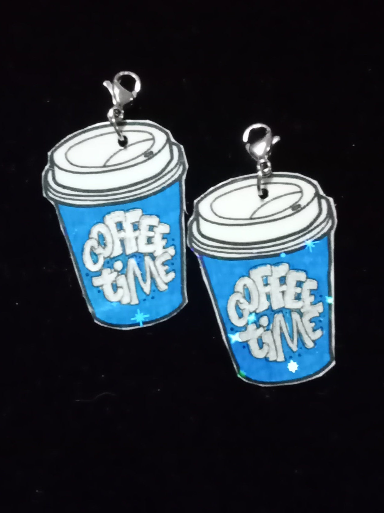 Large Blue Coffee Time Interchangeable Earrings