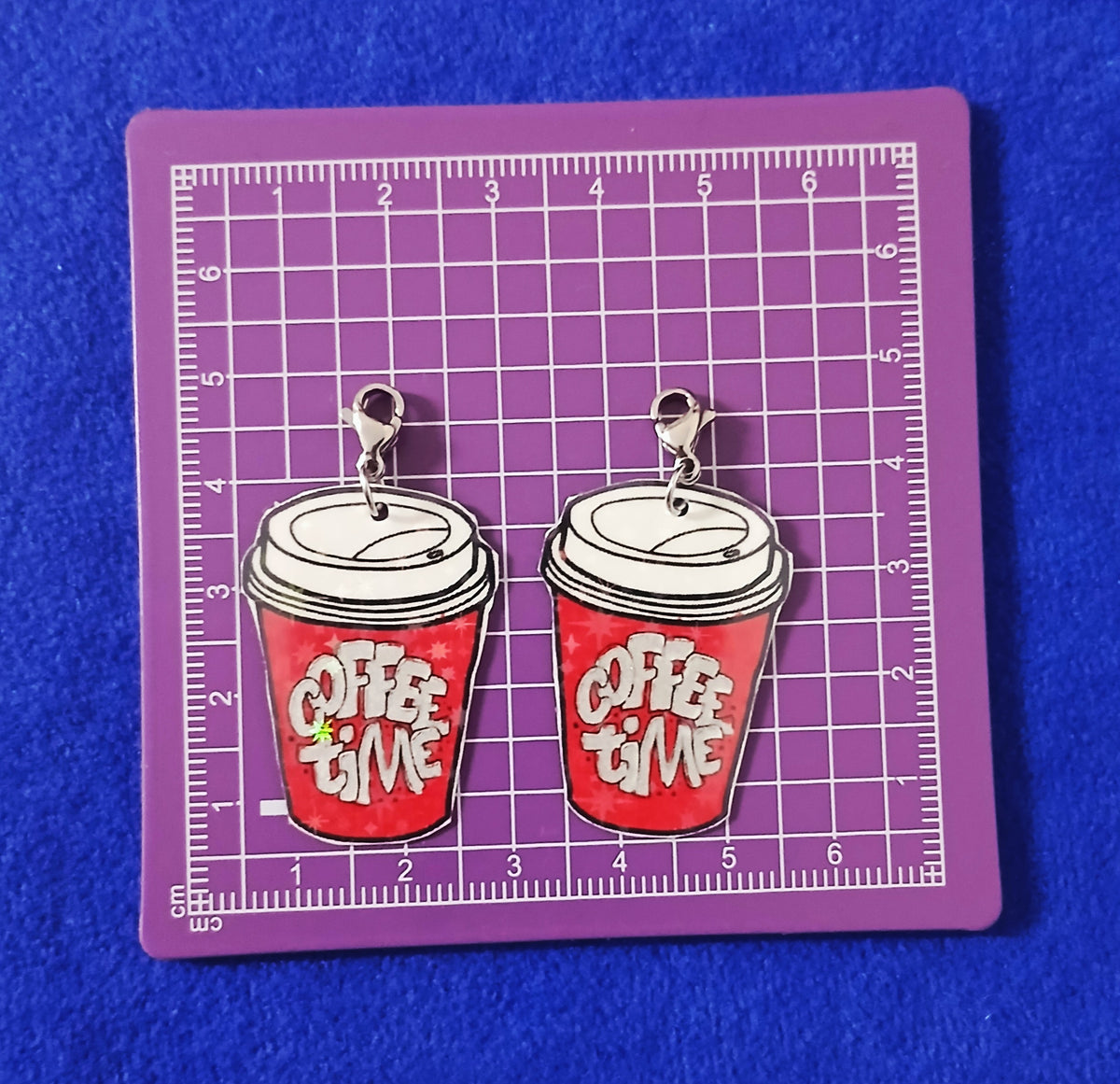 Large Red Coffee Time Interchangeable Earrings