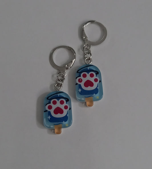 Blue Paddle Pop Paw Print Earrings