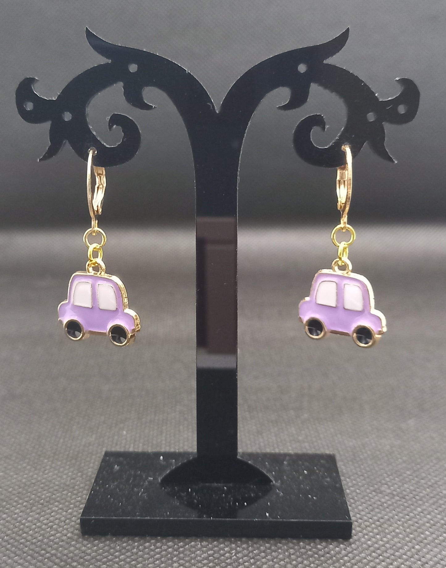 Purple Car Earrings