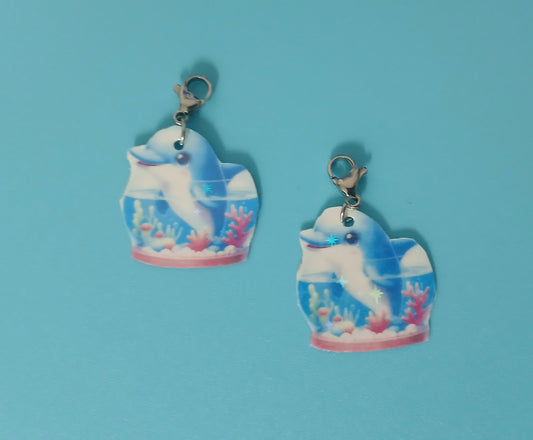 Dolphin in Aquarium Interchangeable Earrings