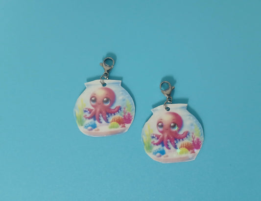 Octopus in Aquarium Interchangeable Earrings