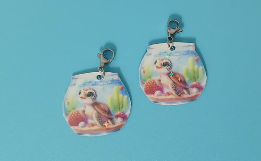 Turtle in Aquarium Interchangeable Earrings