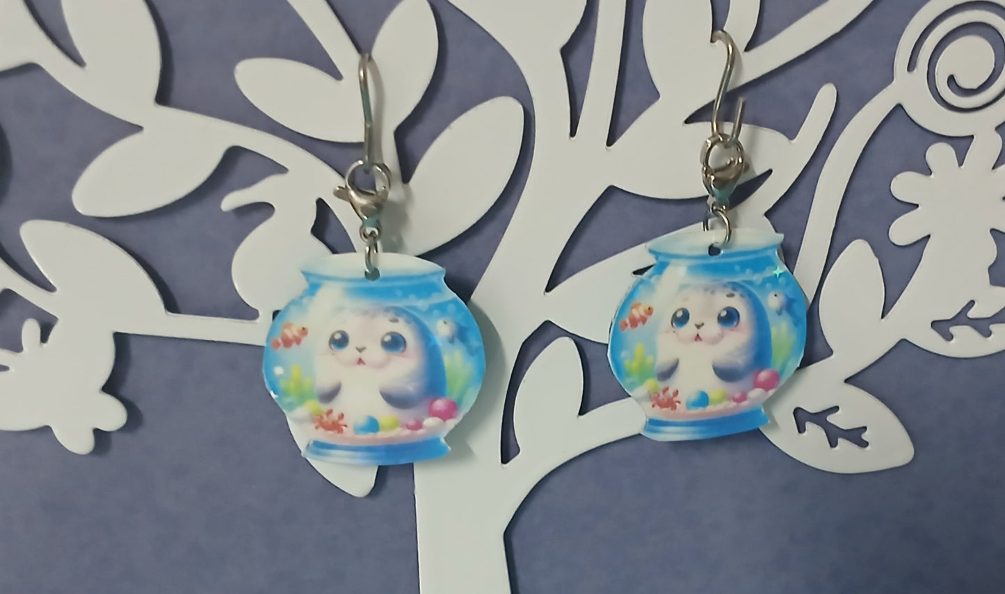 Seal in Aquarium Interchangeable Earrings