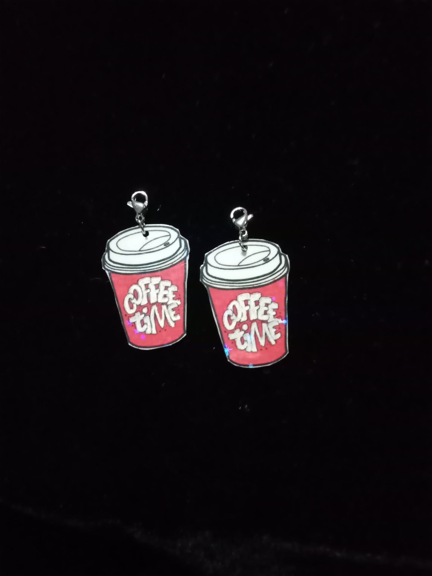 Large Red Coffee Time Interchangeable Earrings