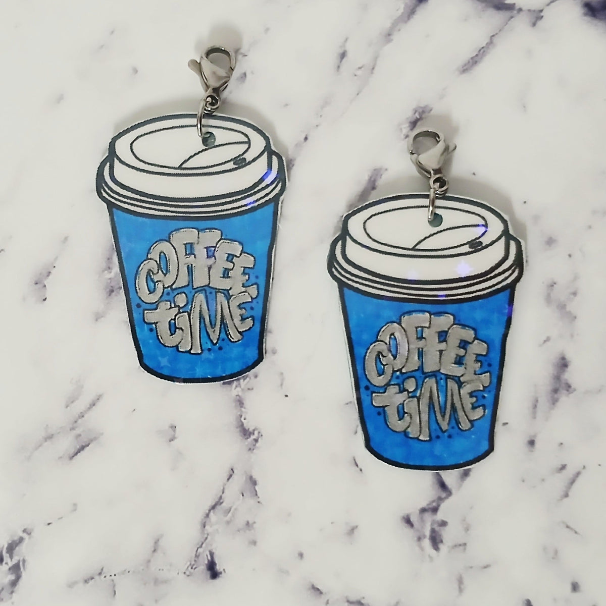 Large Blue Coffee Time Interchangeable Earrings
