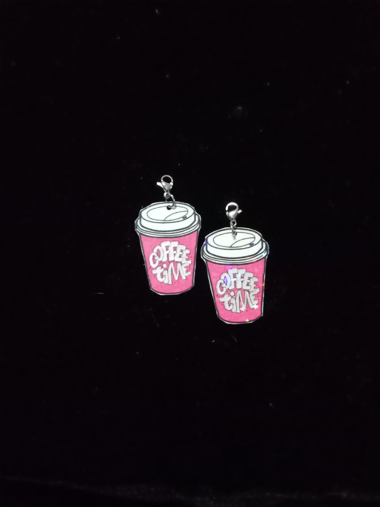 Large Pink Coffee Time Interchangeable Earrings