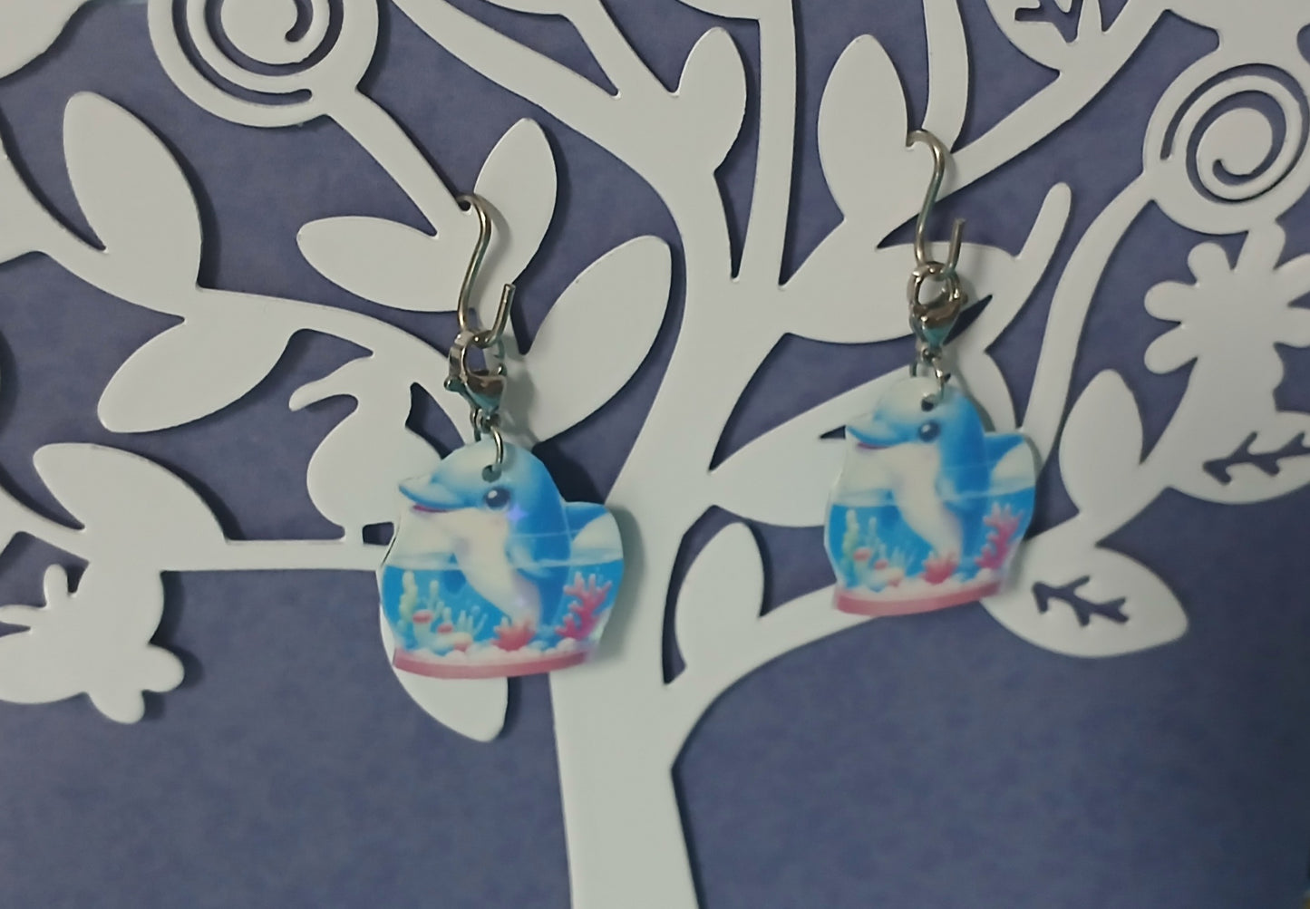 Dolphin in Aquarium Interchangeable Earrings
