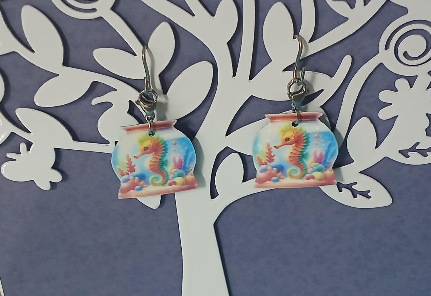 Seahorse in Aquarium Interchangeable Earrings