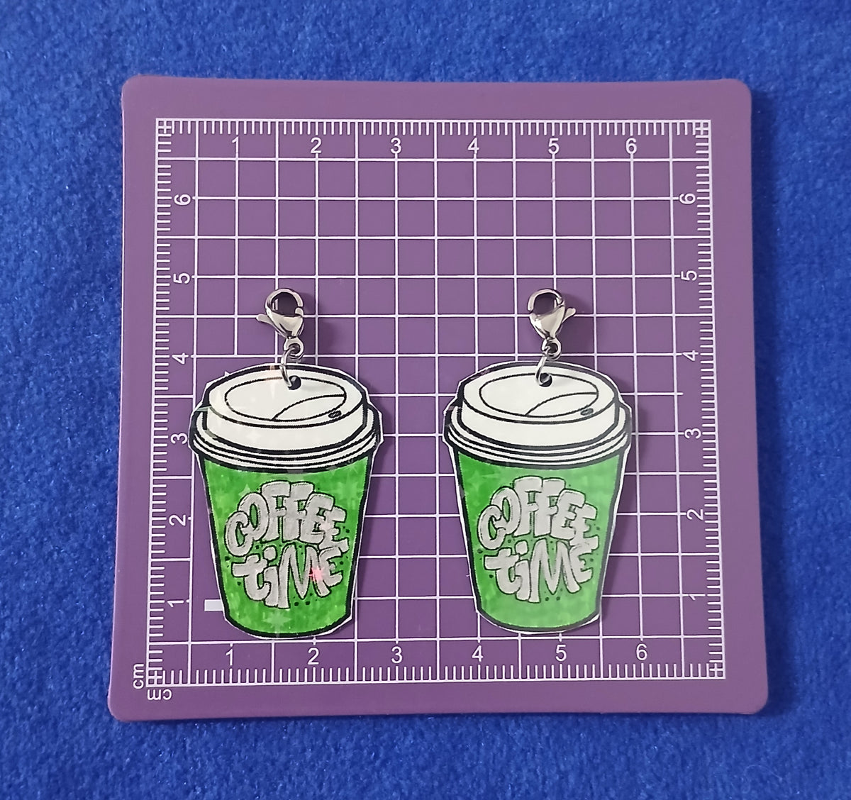 Large Green Coffee Time Interchangeable Earrings