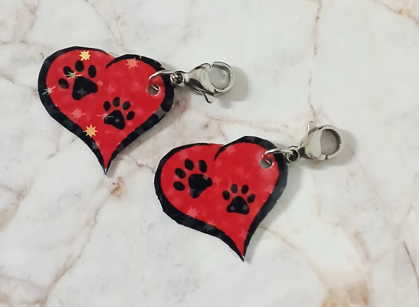 Red Paw Heart Interchangeable Earrings