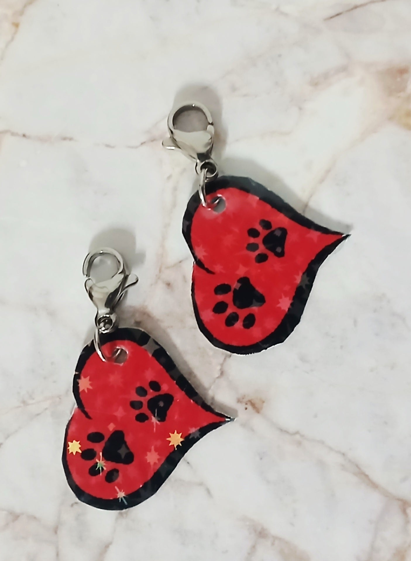 Red Paw Heart Interchangeable Earrings