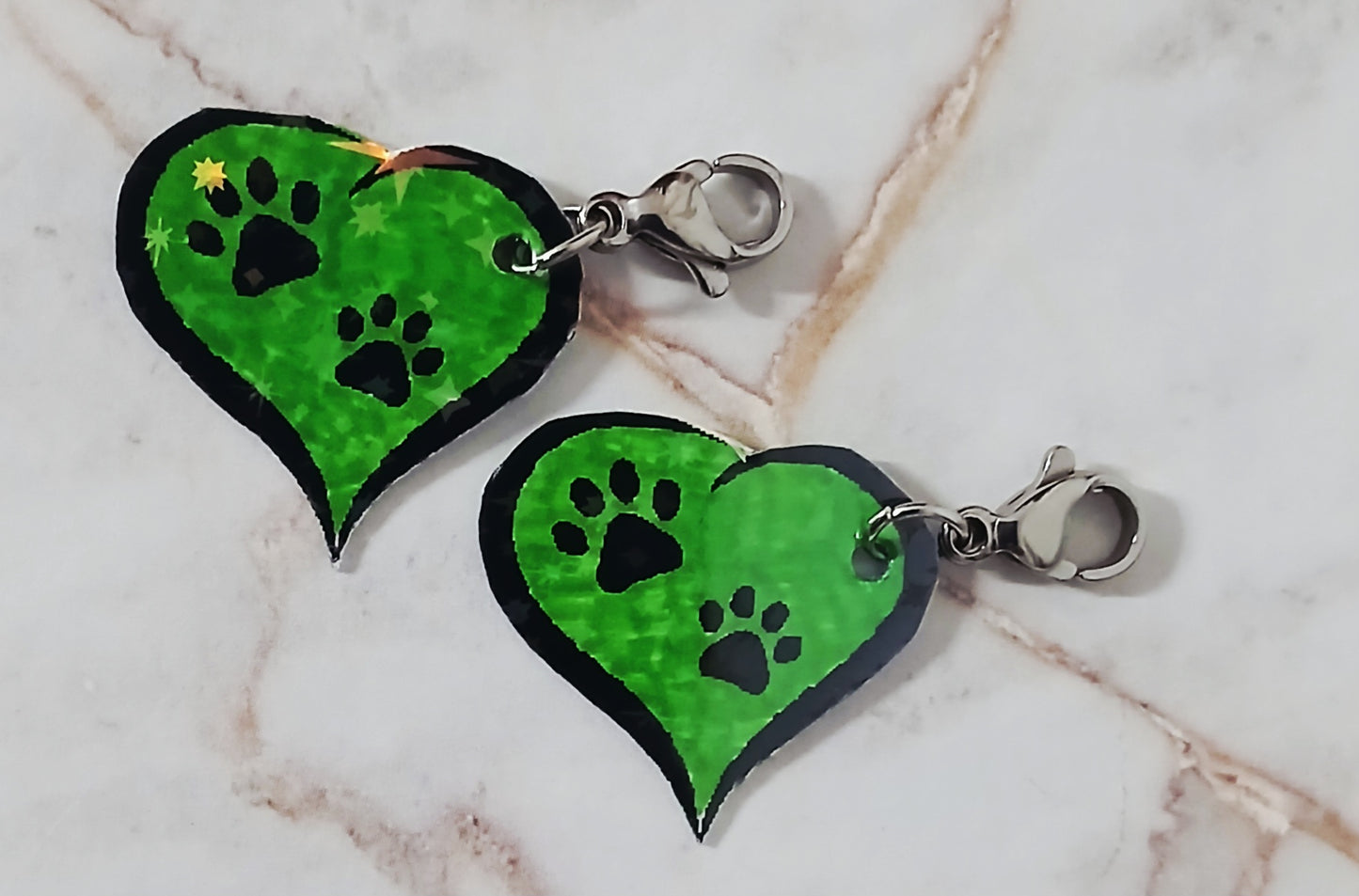 Green Paw Heart Interchangeable Earrings