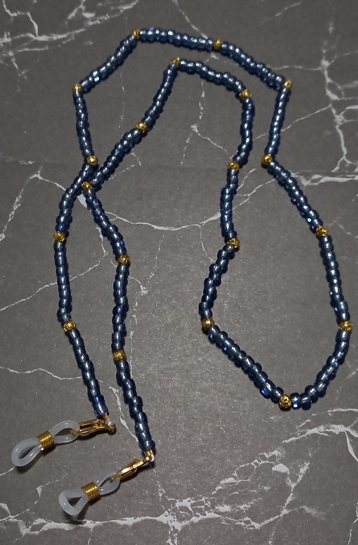 Blue and Gold Beaded Glasses Chain