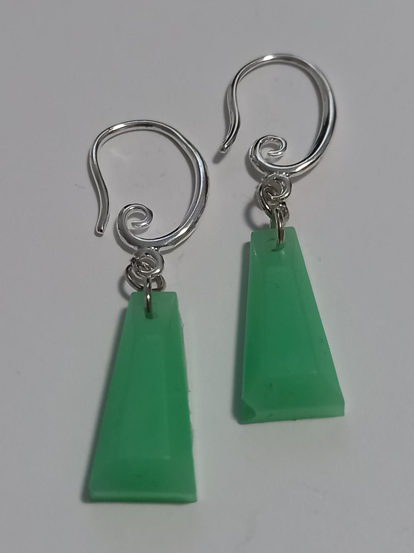 Green Prism Shape Resin Earrings