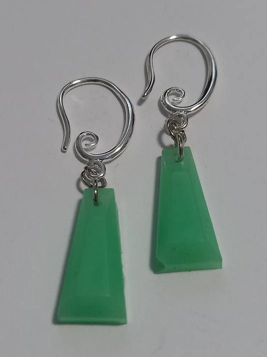 Green Prism Shape Resin Earrings