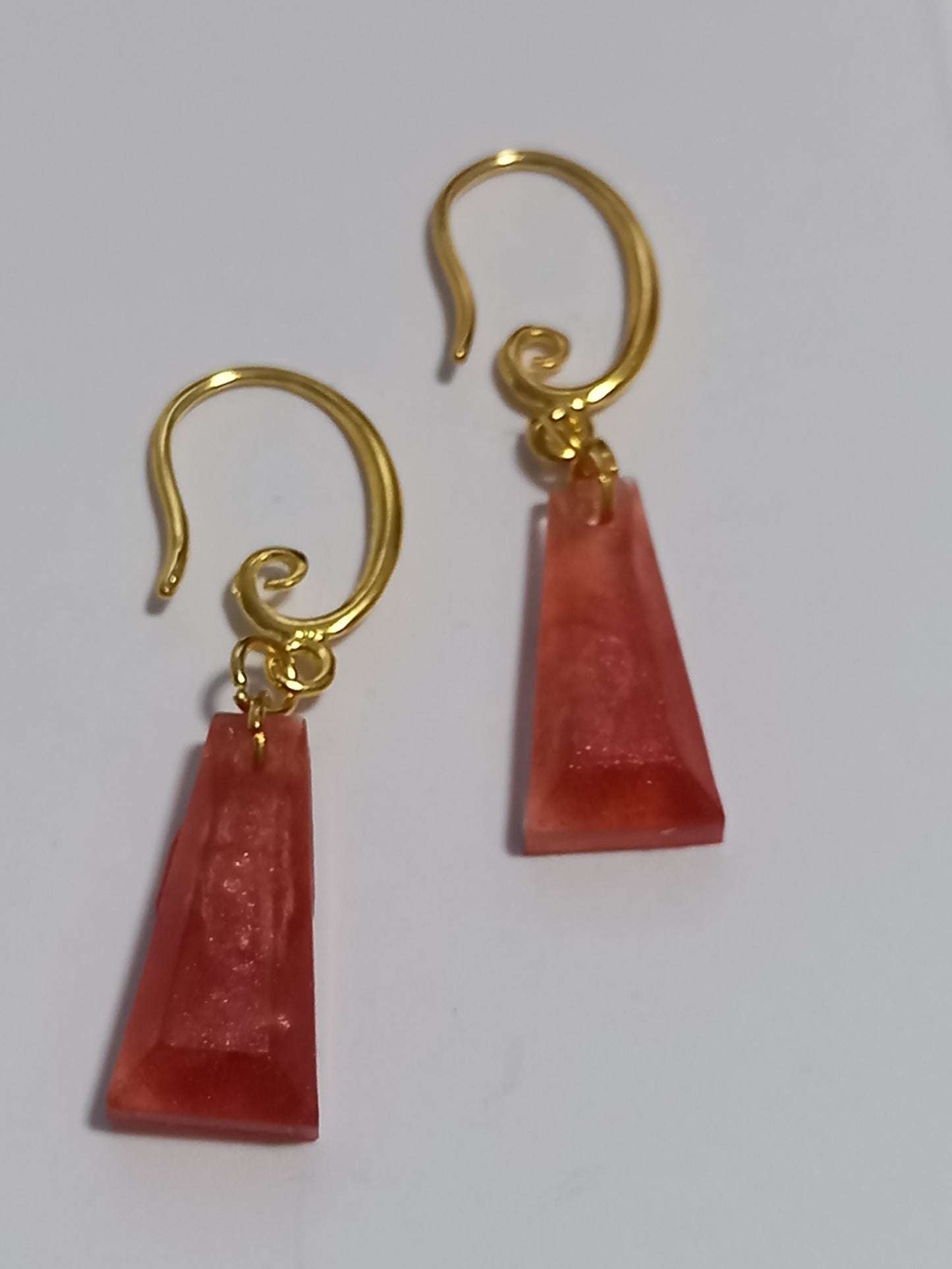 Copper Prism Shape Resin Earrings