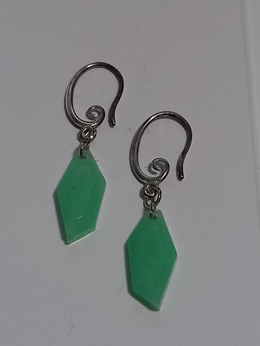 Green Dimond Shape Resin Earrings