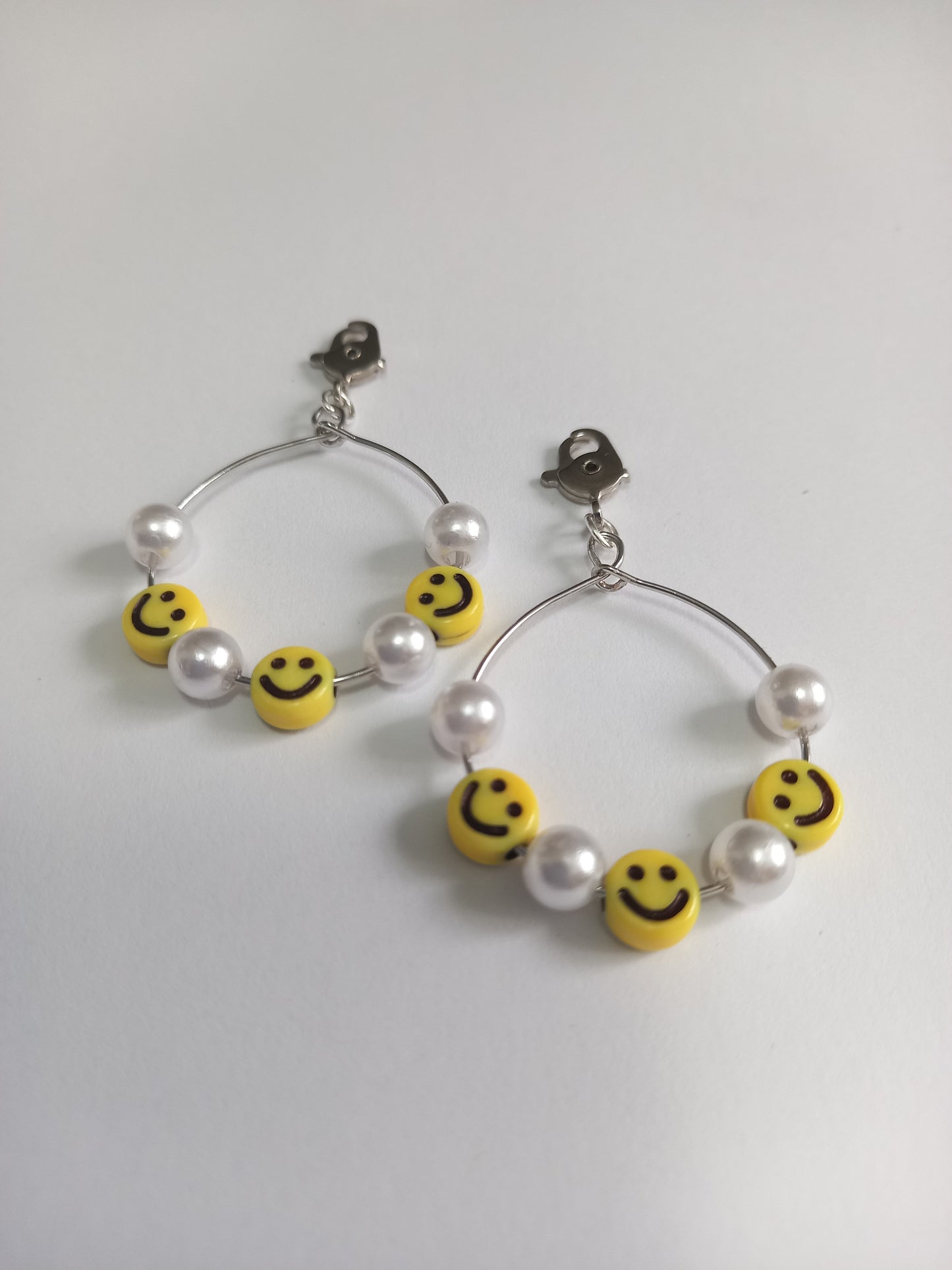 Silver Hooped Smiley Faces