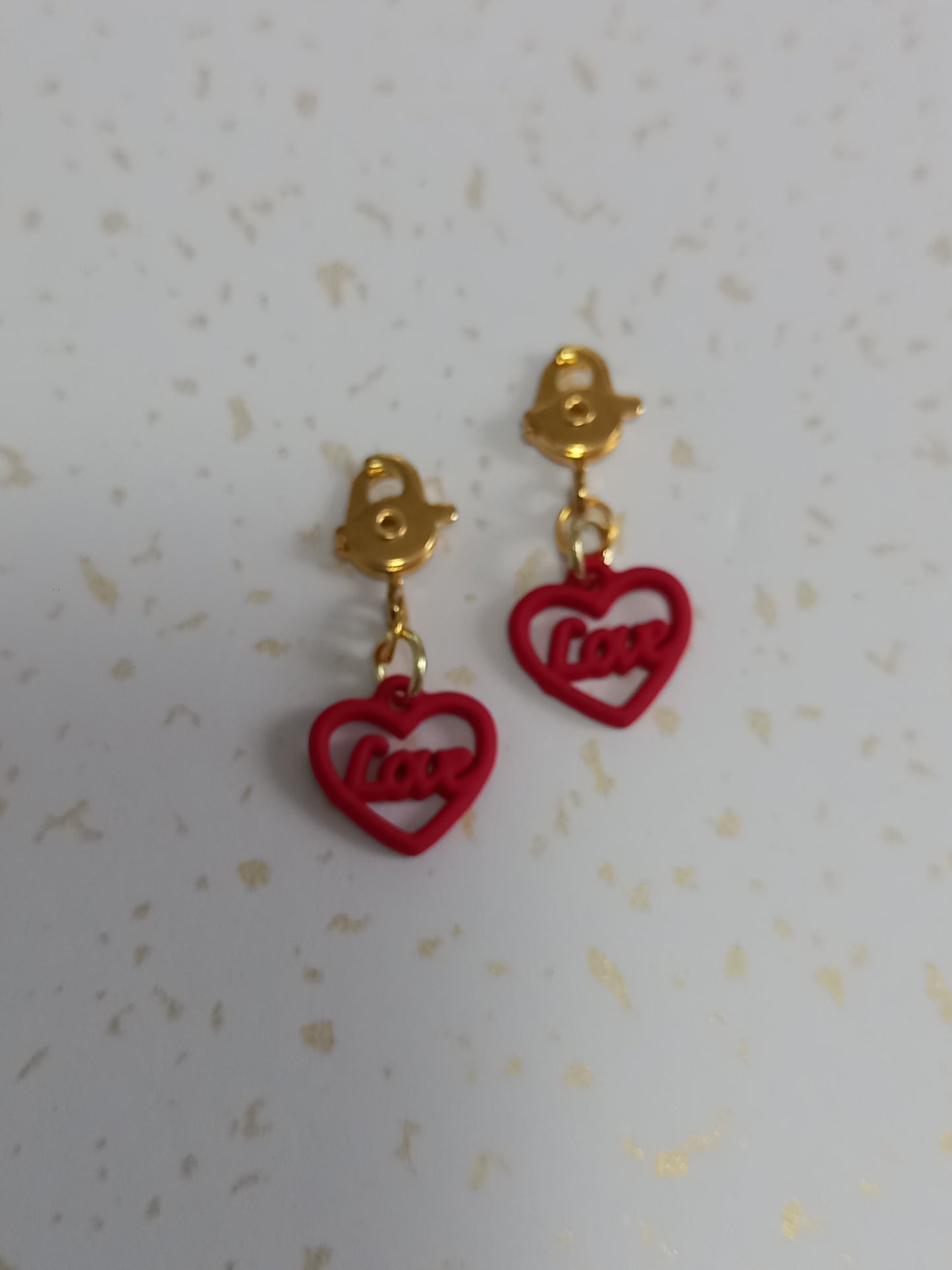 Red Love Heart Earrrings