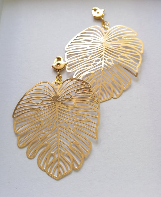 Large Gold Leaf Earrings